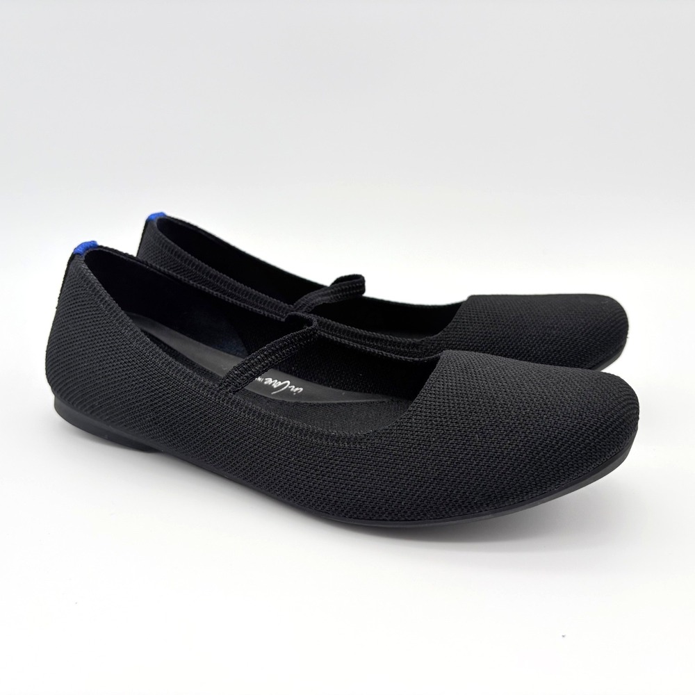 Rothy's The Max Square Mary Jane Flats Womens Size 7.5 Black In Love Insoles